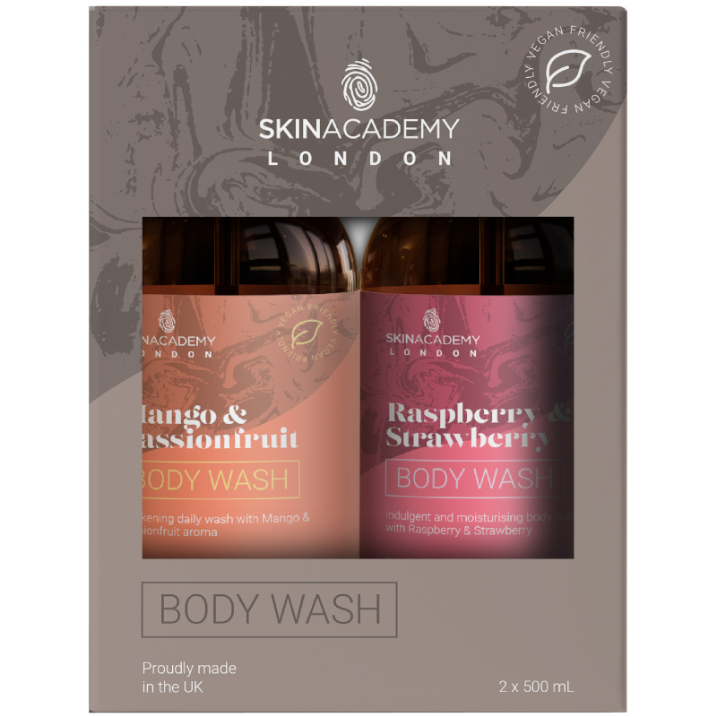 Skin Academy London Body Wash Twin Pack - Mango + Raspberry